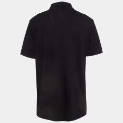 Pre Owned Burberry Black Winslow Logo Pique Cotton Polo T-Shirt L