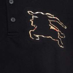 Pre Owned Burberry Black Winslow Logo Pique Cotton Polo T-Shirt L