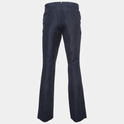 Burberry Navy Blue Linen Blend Classic Trousers M