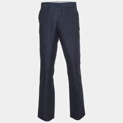 Burberry Navy Blue Linen Blend Classic Trousers M