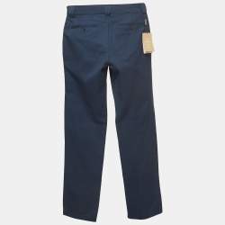 Burberry Navy Blue Cotton Formal Trousers S