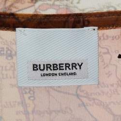 Burberry Orange Aldous Map Print Sheer Mesh T-shirt L