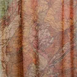 Burberry Orange Aldous Map Print Sheer Mesh T-shirt L