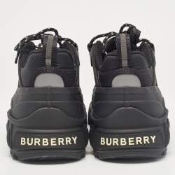 Burberry Black Leather and Rubber Arthur Lace Up Sneakers Size 41