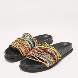 Burberry Multicolor Cord Melroy Slide Sandals Size 44
