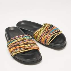 Burberry Multicolor Cord Melroy Slide Sandals Size 44