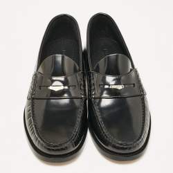 Burberry Black Brushed Leather Rupert Loafers Size 40