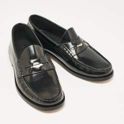 Burberry Black Brushed Leather Rupert Loafers Size 40