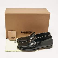 Burberry Black Brushed Leather Rupert Loafers Size 40