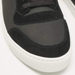 Burberry Black/Beige Leather and House Check Canvas Low Top Sneakers Size 43