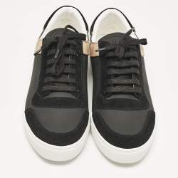 Burberry Black/Beige Leather and House Check Canvas Low Top Sneakers Size 43
