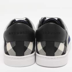 Pre Owned Burberry Indigo/Black Nova Check Denim and Leather Albert Low Top Sneakers Size 41