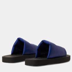 Pre Owned Burberry Slab Slides Blue Leather Slider EU 42