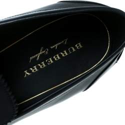 Pre Owned Burberry Dark Blue Leather Bedmoore Fringe Detail Penny Loafers Size 45