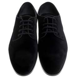 Pre Owned Burberry Black Velvet Menning Derby Size 43.5