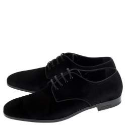 Pre Owned Burberry Black Velvet Menning Derby Size 43.5