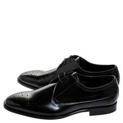 Burberry Black Leather Cranbook Wing Tip Lace Up Derby Size 40.5