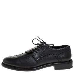 Pre Owned Burberry Black Brogue Leather Rayford Derby Size 43