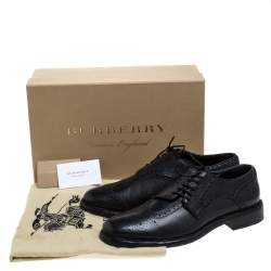 Pre Owned Burberry Black Brogue Leather Rayford Derby Size 43