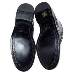 Pre Owned Burberry Black Brogue Leather Barksby Chain Detail Ankle Boots Size 40.5