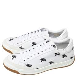 Pre Owned Burberry White Leather Timsbury Low Top Sneakers Size 40