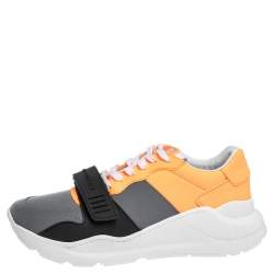 Pre Owned حذاء رياضي بربري برقبة منخفضة جلد وقماش مقاس 41