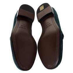 Burberry Green Suede Solway Chain Detail Slip On Loafers Size 44.5