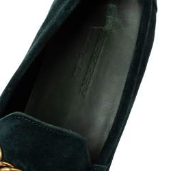  Burberry Green Suede Solway Chain Detail Slip On Loafers Size 42
