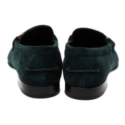  Burberry Green Suede Solway Chain Detail Slip On Loafers Size 42