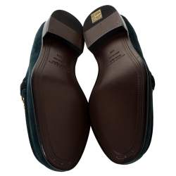 Pre Owned  Burberry Green Suede Solway Slip On Loafers Size 43.5