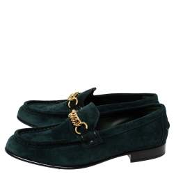  Burberry Green Suede Solway Slip On Loafers Size 42.5