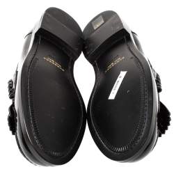 Pre Owned حذاء لوفرز بربري "بيدمور" مزين بشراشيب و بسير بيني جلد لامع أسود مقاس 44