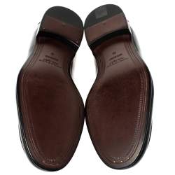 Pre Owned Burberry Black Leather Solway Chain Detail Slip On Loafers Size 45