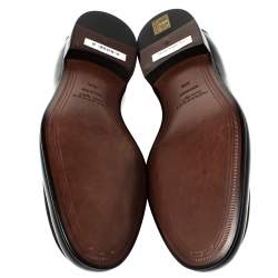 Pre Owned Burberry Black Leather Solway Chain Detail Slip On Loafers Size 44.5