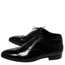 مملوكة مسبقًا Burberry Black Leather Millstead Lace Up Oxfords Size 43