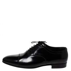 مملوكة مسبقًا Burberry Black Leather Millstead Lace Up Oxfords Size 43