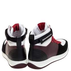 Burberry Multicolor Leather and Suede Dennis High Top Sneakers Size 42.5