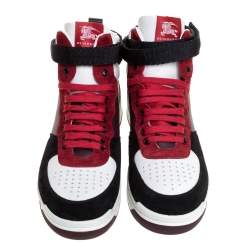 Burberry Multicolor Leather and Suede Dennis High Top Sneakers Size 42.5