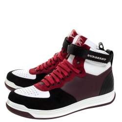 Burberry Multicolor Leather and Suede Dennis High Top Sneakers Size 42.5