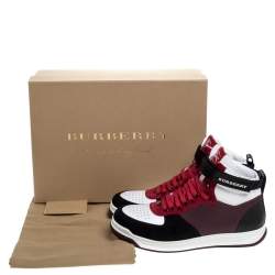 Burberry Multicolor Leather and Suede Dennis High Top Sneakers Size 42.5