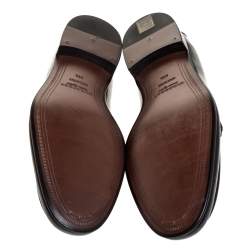 Burberry Black Leather Solway Chain Detail Slip On Loafers Size 44.5