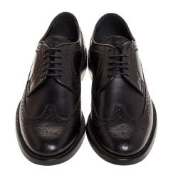 Burberry Black Brogue Leather Aleighton Lace Up Derby Size 40.5