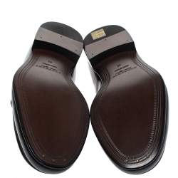 Burberry Black Leather Solway Chain Detail Slip On Loafers Size 43