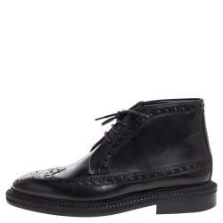 Burberry Black Brogue Leather Wilmont Ankle Boots Size 42