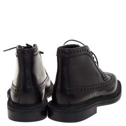 Burberry Black Brogue Leather Wilmont Ankle Boots Size 42