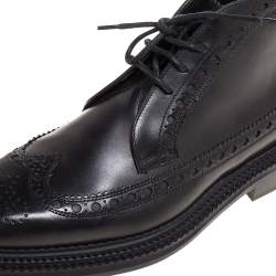Burberry Black Brogue Leather Wilmont Ankle Boots Size 42