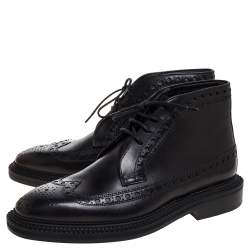Burberry Black Brogue Leather Wilmont Ankle Boots Size 42