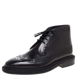 Burberry Black Brogue Leather Wilmont Ankle Boots Size 42