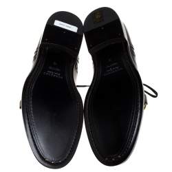 مملوكة مسبقًا حذاء أكسفورد بربري أربطة وصلة سلسلة جلد بروغ أسود مقاس 43