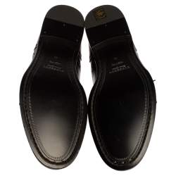 Burberry Black Brogue Leather Chain Link Lace Up Oxford Size 44